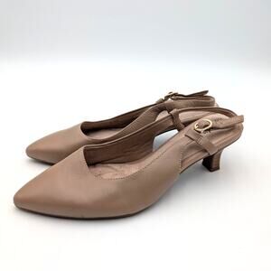 Clarks Kepley Lane Slingback Pump Women's Beige Leather Size US9.5M EU40